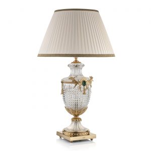 Malachite & Crystal Gold-Plated Lamp