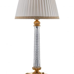Crystal & Malachite Table Lamp in Gold-Plated Bronze