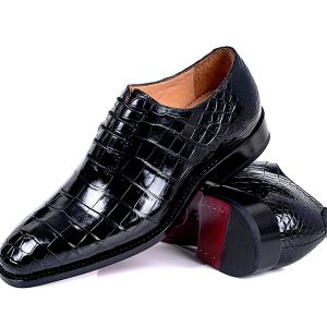 Hand-Crafted Genuine Alligator Leather Wholecut Oxford Shoes – Men’s Classic Luxury Footwear