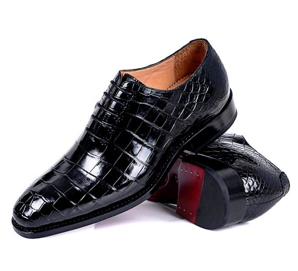 Hand-Crafted Genuine Alligator Leather Wholecut Oxford Shoes – Men’s Classic Luxury Footwear