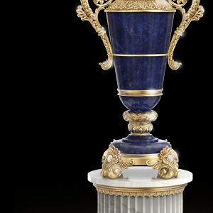 Imperial Carrara Vase with Lapis & Onyx Inlay