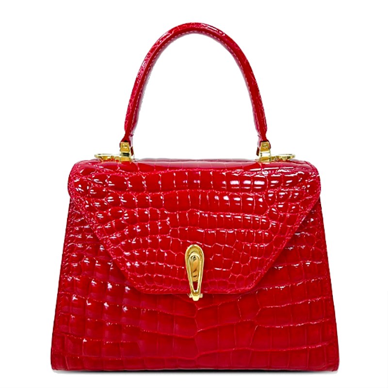 Women's Genuine Alligator Leather Top Handle Shoulder Bag with Removable Strap – by Hand-Crafted Bespoke Designer