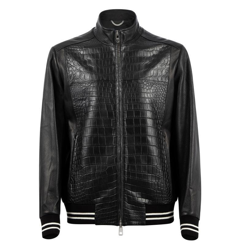 Men’s Windproof Crocodile Baseball Bomber Jacket