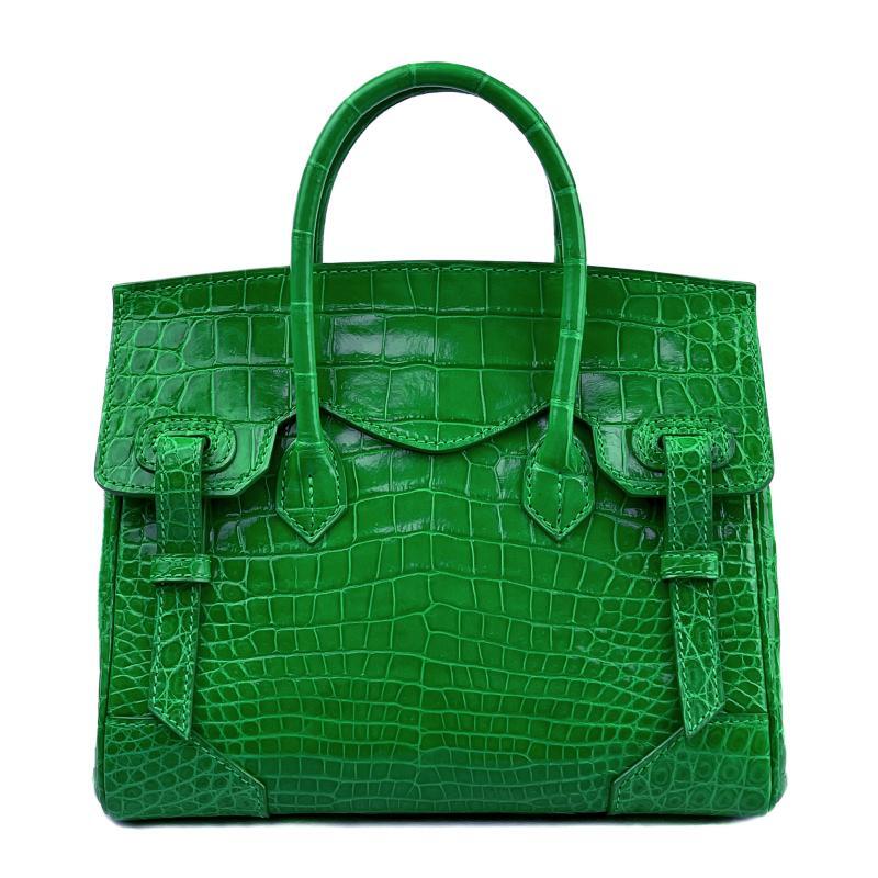 Genuine Alligator Leather Handbag – Structured Medium Satchel
