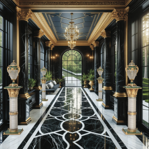 Malachite & Crystal Decorative Column with Hand-Chiseled Bronze Base