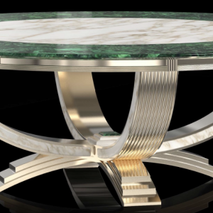 Malachite & Calacatta Marble Dining Table with Sunshine Gold-Plated Accents